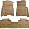 imageHusky Liners Weatherbeater Floor Mats  Fits 2009  2014 Ford F150 SuperCrew Cab wout Manual Shifter Footwell Coverage  Front ampamp 2nd Row 3pc Black  98331Tan