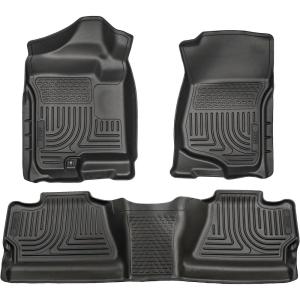 imageHusky Liners Weatherbeater Floor Mats  Fits 2007  2013 Chevrolet Silverado ampamp GMC Sierra 1500 20072014 SilveradoSierra 25003500 Crew Cab Footwell Coverage  Front ampamp 2nd Row 3pc Black  98201