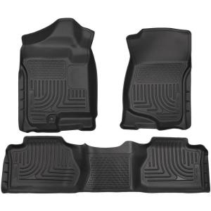 imageHusky Liners Weatherbeater Floor Mats  Fits 20072013 Chevrolet Silverado ampamp GMC Sierra 1500 2500 3500 Extended CAB ONLY Footwell Coverage  Front ampamp 2nd Row 3pc Black  98211