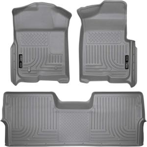 imageHusky Liners Weatherbeater Floor Mats  Fits 2009  2014 Ford F150 SuperCrew Cab wout Manual Shifter Footwell Coverage  Front ampamp 2nd Row 3pc Black  98331Grey