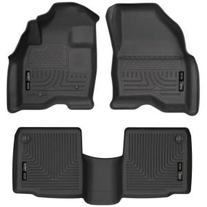 imageHusky Liners Weatherbeater Floor Mats  Fits 2011  2014 Ford Explorer  Front ampamp 2nd Row 3pc Black  98761