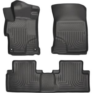 imageHusky Liners Weatherbeater Floor Mats  Fits 20142015 Honda Civic 4Door  Front ampamp 2nd Row 3pc Black  99441