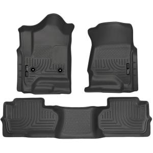imageHusky Liners Weatherbeater Floor Mats  Fits 20142019 Chevrolet Silverado ampamp GMC Sierra 1500 19 LD Only 1519 SilveradoSierra 25003500 Dbl Cab Footwell Cvg  Front ampamp 2nd Row 3pc Black  98241Weatherbeater
