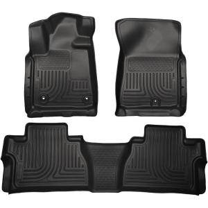 imageHusky Liners Weatherbeater Floor Mats  Fits 20142021 Toyota Tundra Double CAB ONLY Footwell Coverage  Front ampamp 2nd Row 3pc Black  99561