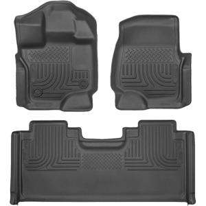 imageHusky Liners Weatherbeater Floor Mats  Fits 20152025 Ford F150 SUPERCAB ONLY  Front ampamp 2nd Row 3pc Black  94051Front  2nd  SuperCab