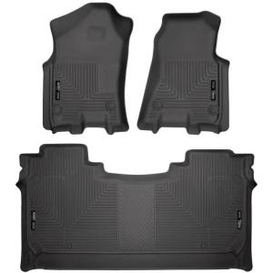 imageHusky Liners Weatherbeater Floor Mats  Fits 2019  2024 Ram 1500 Crew Cab w Factory Underseat Storage  Front ampamp 2nd Row 3pc Black  94001