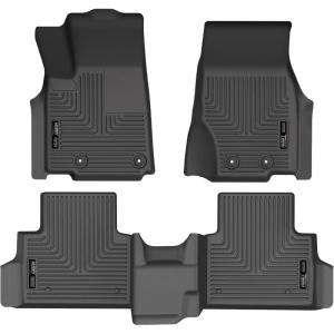 imageHusky Liners Weatherbeater Floor Mats  Fits 20212025 Jeep Grand Cherokee L w2nd Row Bucket Seats ampamp Mounted Cup Holder on Center Hump  Front ampamp 2nd Row 3pc Black  99181Front  2nd Row