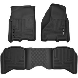 imageHusky Liners Xact Contour Floor Mats  Fits 20092024 Dodge Ram 1500 1924 Classic Body 1018 Dodge Ram 25003500 Crew Cab wAuto Trans  Front ampamp 2nd Row 3pc Black  53608