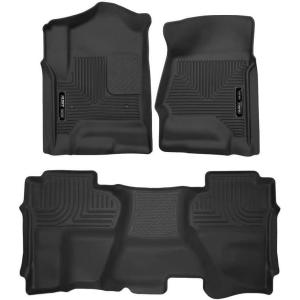 imageHusky Liners Xact Contour Floor Mats  Fits 20142018 Chevrolet Silverado ampamp GMC Sierra 1500 2019 LD 20152019 SilveradoSierra 25003500 Double Cab  Front ampamp 2nd Row 3pc Black  53918