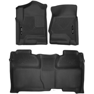 imageHusky Liners Xact Contour Floor Mats  Fits 20142018 Chevrolet Silverado ampamp GMC Sierra 1500 Crew Cab 20152019 SilveradoSierra 25003500 Crew Cab  Front ampamp 2nd Row 3pc Black  53908