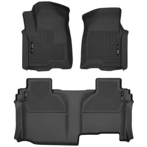 imageHusky Liners Xact Contour Floor Mats  Fits 20192026 Chevrolet Silverado ampamp GMC Sierra 1500 ampamp 20202026 Chevrolet Silverado ampamp GMC Sierra 25003500 Double CAB  Front ampamp 2nd Row 3pc Black  53648