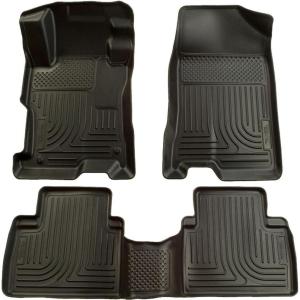 imageHusky Liners Weatherbeater Floor Mats  Fits 20122013 Honda Civic 4Door  Front ampamp 2nd Row 3pc Black  98441Black