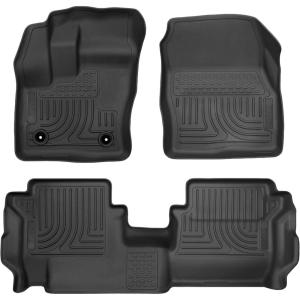 imageHusky Liners Weatherbeater Floor Mats  Fits 20142019 Ford Transit Connect  Front ampamp 2nd Row 3pc  93911