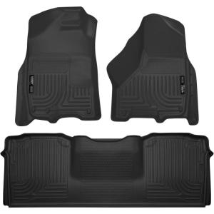 imageHusky Liners Weatherbeater Floor Mats  Fits 20102018 Dodge Ram 25003500 MEGA CAB ONLY  Front ampamp 2nd Row 3pc Black  99041Black