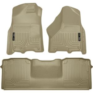 imageHusky Liners Weatherbeater Floor Mats  Fits 20102018 Dodge Ram 25003500 MEGA CAB ONLY  Front ampamp 2nd Row 3pc Black  99041Tan