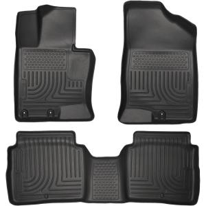imageHusky Liners Weatherbeater Floor Mats  Fits 20112015 Kia Optima  Front ampamp 2nd Row 3pc Black  99691