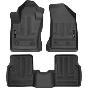 imageHusky Liners Weatherbeater Floor Mats  Fits 20172025 Jeep Compass  Front amp 2nd Row 3pc Black  95681