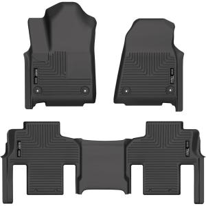 imageHusky Liners Weatherbeater Floor Mats  Fits 20222025 Jeep Grand Wagoneer w2nd Row Bucket Seats  Front amp 2nd Row 3pc Black  99111