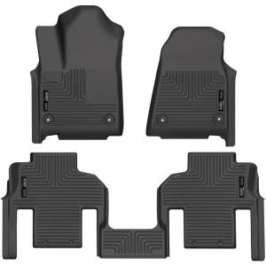 imageHusky Liners Weatherbeater Floor Mats  Fits 20222025 Jeep Wagoneer w2nd Row Bucket Seats  Front amp 2nd Row 3pc Black  99061
