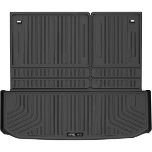 imageHusky Liners Weatherbeater Floor Mats  Fits 20222025 Nissan Pathfinder amp Infiniti QX60  Front amp 2nd Row 3pc Black  95701Cargo