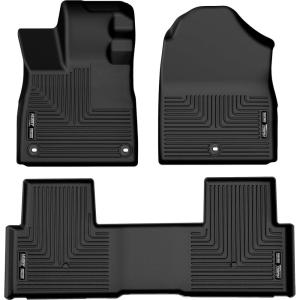 imageHusky Liners Weatherbeater Floor Mats  Fits 20242026 Honda Pilot  Front amp 2nd Row 3pc Black  95821Front  2nd Row