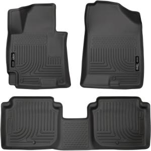 imageHusky Liners Weatherbeater Floor Mats  Fits 20142016 Hyundai Elantra Sedan  Front amp 2nd Row 3pc Black  98941