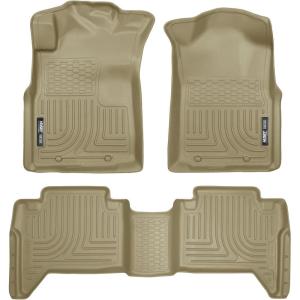 imageHusky Liners Weatherbeater Floor Mats  Fits 20052015 Toyota Tacoma Double CAB ONLY Footwell Coverage  Front amp 2nd Row 3pc Tan  98953