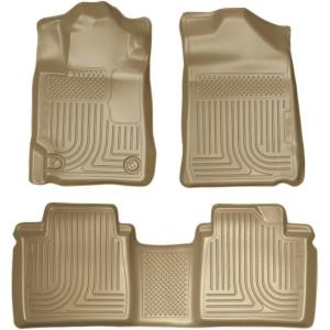 imageHusky Liners Weatherbeater Floor Mats  Fits 20072011 Toyota Camry  Front amp 2nd Row 3pc Tan  98513