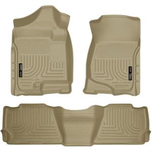 imageHusky Liners Weatherbeater Floor Mats  Fits 20072014 Cadillac Escalade Chevrolet Tahoe amp GMC Yukon  Front amp 2nd Row 3pc Tan  98253