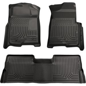 imageHusky Liners Weatherbeater Floor Mats  Fits 20082010 Ford F250F350 SUPERCAB ONLY without Manual Transfer Case Shifter Footwell Coverage  Front amp 2nd Row 3pc Black  98391