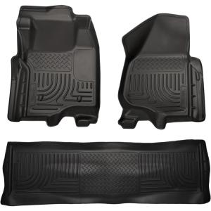 imageHusky Liners Weatherbeater Floor Mats  Fits 20112012 Ford F250F350 Crew CAB ONLY Footwell Coverage  Front amp 2nd Row 3pc Black  98711