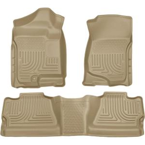 imageHusky Liners Weatherbeater Floor Mats  Fits 20072013 Chevrolet Silverado 1500 GMC Sierra 1500 20072014 SilveradoSierra 25003500 Crew CAB Footwell Coverage  Front amp 2nd Row 3pc Tan  98203