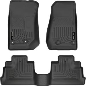 imageHusky Liners Weatherbeater Floor Mats  Fits 20072018 Jeep Wrangler JK Unlimited 4Door  Front amp 2nd Row 3pc Black  93971
