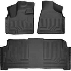 imageHusky Liners Weatherbeater Floor Mats  Fits 20082020 Dodge Grand Caravan  Front amp 2nd Row 3pc Black  93691