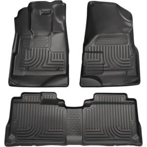 imageHusky Liners Weatherbeater Floor Mats  Fits 20102016 Cadillac SRX  Front amp 2nd Row 3pc Black  98141