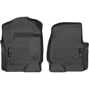 imageHusky Liners Weatherbeater Floor Mats  Fits 20172026 Ford F250F350F450 SuperCrew Crew Cab amp SuperCab EXT Cab wFactory Carpet  Front Row 2pc Black  13301
