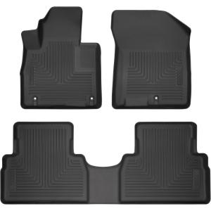 imageHusky Liners Weatherbeater Floor Mats  Fits 20192020 Hyundai Santa Fe  Front amp 2nd Row 3pc Black  93821