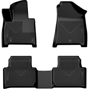 imageHusky Liners Weatherbeater Floor Mats  Fits 20242026 Hyundai Santa Fe  Front amp 2nd Row 3pc Black  95961