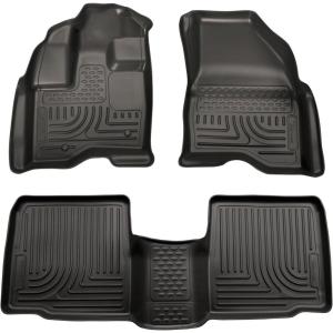 imageHusky Liners Weatherbeater Floor Mats  Fits 20092016 Lincoln MKS  Front amp 2nd Row 3pc Black  98731Taurus  Front  2nd Row