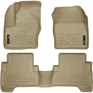imageHusky Liners Weatherbeater Floor Mats  Fits 20132019 Ford Escape 20132018 Ford CMax  Front amp 2nd Row 3pc Tan  99743