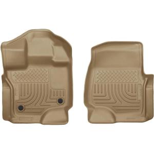 imageHusky Liners Weatherbeater Floor Mats  Fits 20152026 Ford F150 2225 Lightning SuperCrew Crew Cab amp SuperCab EXT Cab  Front Row 2pc Tan  18363